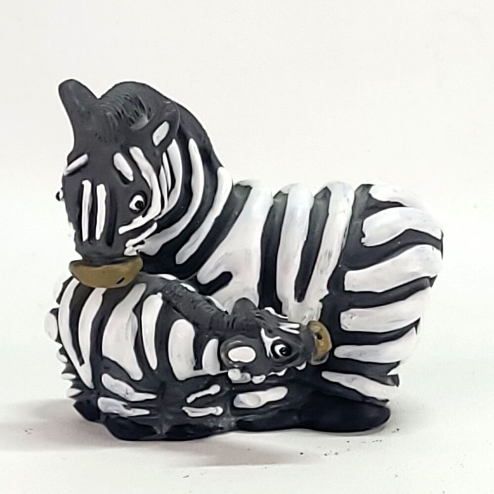 Artesania Rinconada Zebra Mama & baby 2.5" Uruguay Art Pottery Vtg‎ Unsigned